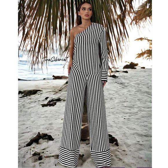 BLOGGER'S FAVE! Zara 2 Piece Striped Pants And Shirt Set NWT - Picture 4 of 16